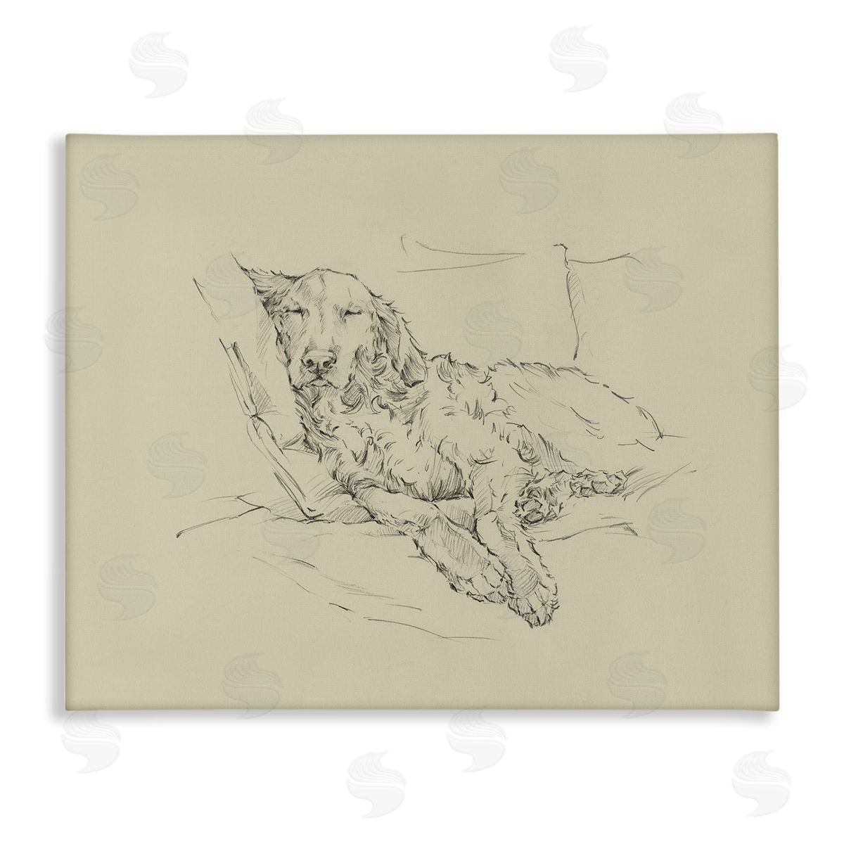 Ethan Harper Peaceful Resting Labrador Dog Pencil Sketch Drawing  Stretched Canvas Wall Art Print