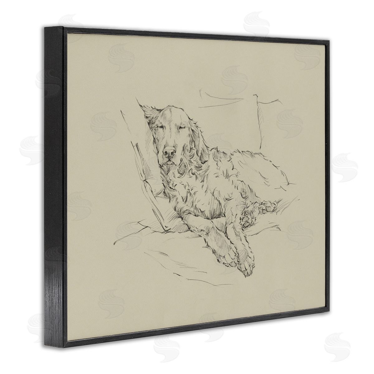 Ethan Harper Peaceful Resting Labrador Dog Pencil Sketch Drawing  Black Framed Giclee Wall Art Print