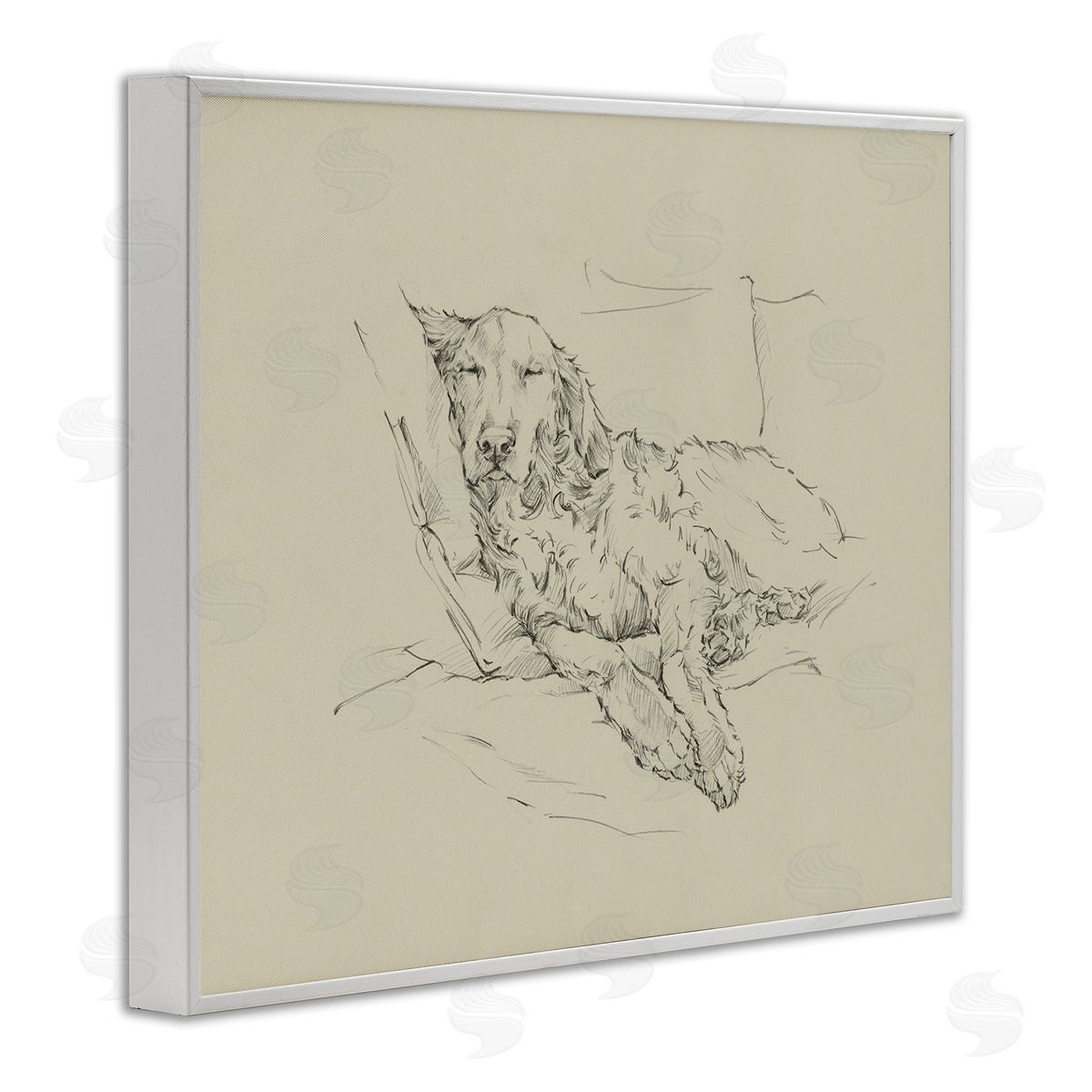 Ethan Harper Peaceful Resting Labrador Dog Pencil Sketch Drawing  White Framed Giclee Wall Art Print