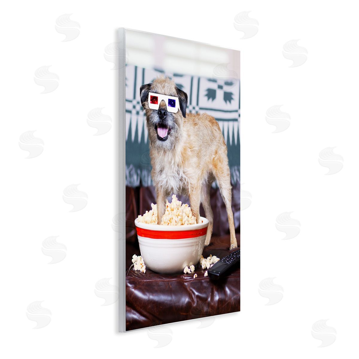 Michael Quackenbush Dog 3-D Movie Night Couch Snacking Popcorn  Wall Plaque Art Print