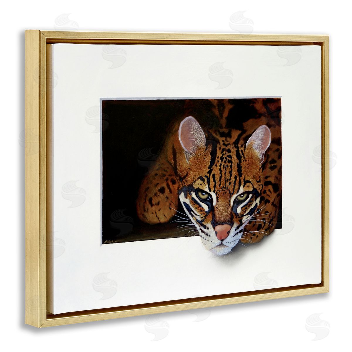 Alan Weston Menacing Cheetah Glaring Jungle Cat Obscure Painting Gold Floating Frame Canvas Wall Art Print