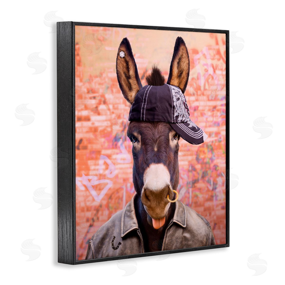 Michael Quackenbush Cool Trendy Donkey Wearing Hat Street Graffiti  Black Framed Giclee Wall Art Print