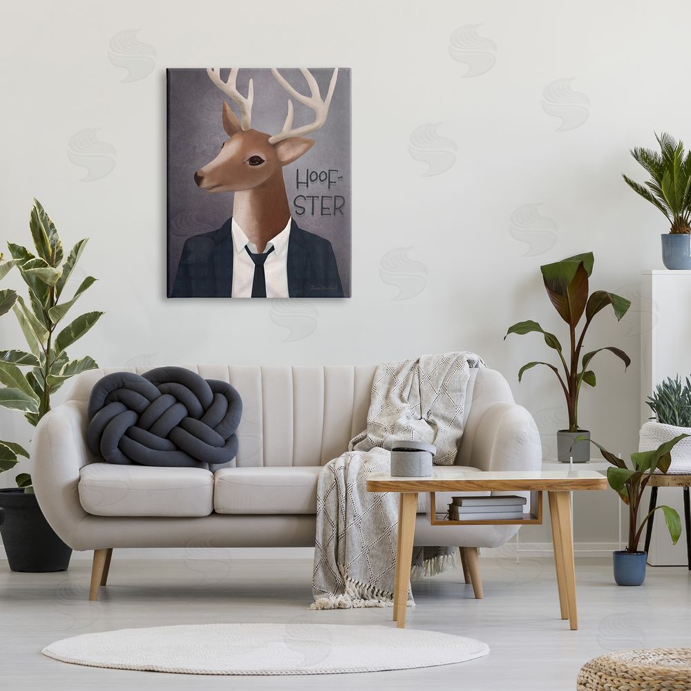 Diane Neukirch Hoof-Ster Witty Deer Stag Wearing Suit Necktie  Canvas Wall Art Print in Room
