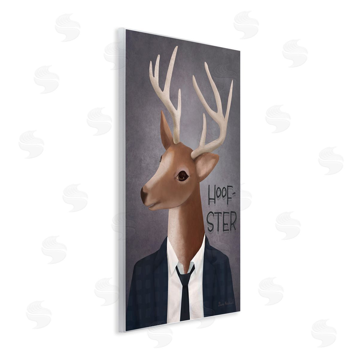 Diane Neukirch Hoof-Ster Witty Deer Stag Wearing Suit Necktie  Wall Plaque Art Print