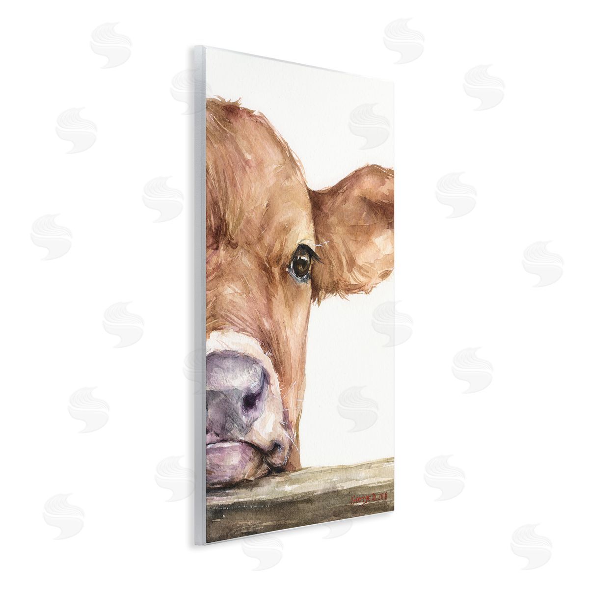 George Dyachenko Baby Calf Cow Resting Head Up-Close Rural  Wall Plaque Art Print