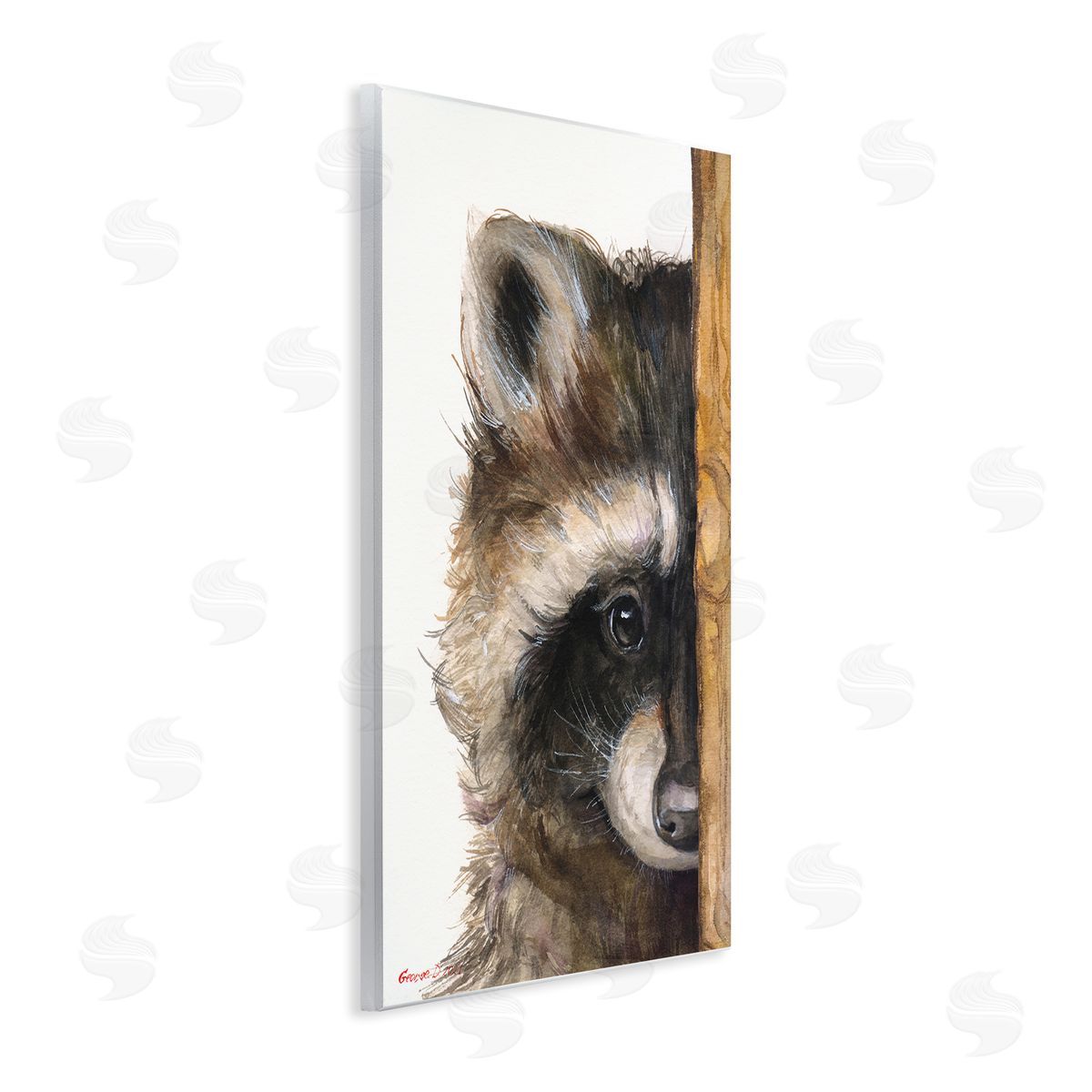 George Dyachenko Raccoon Detailed Fur Looking Animal Portrait Illustration Wall Plaque Art Print