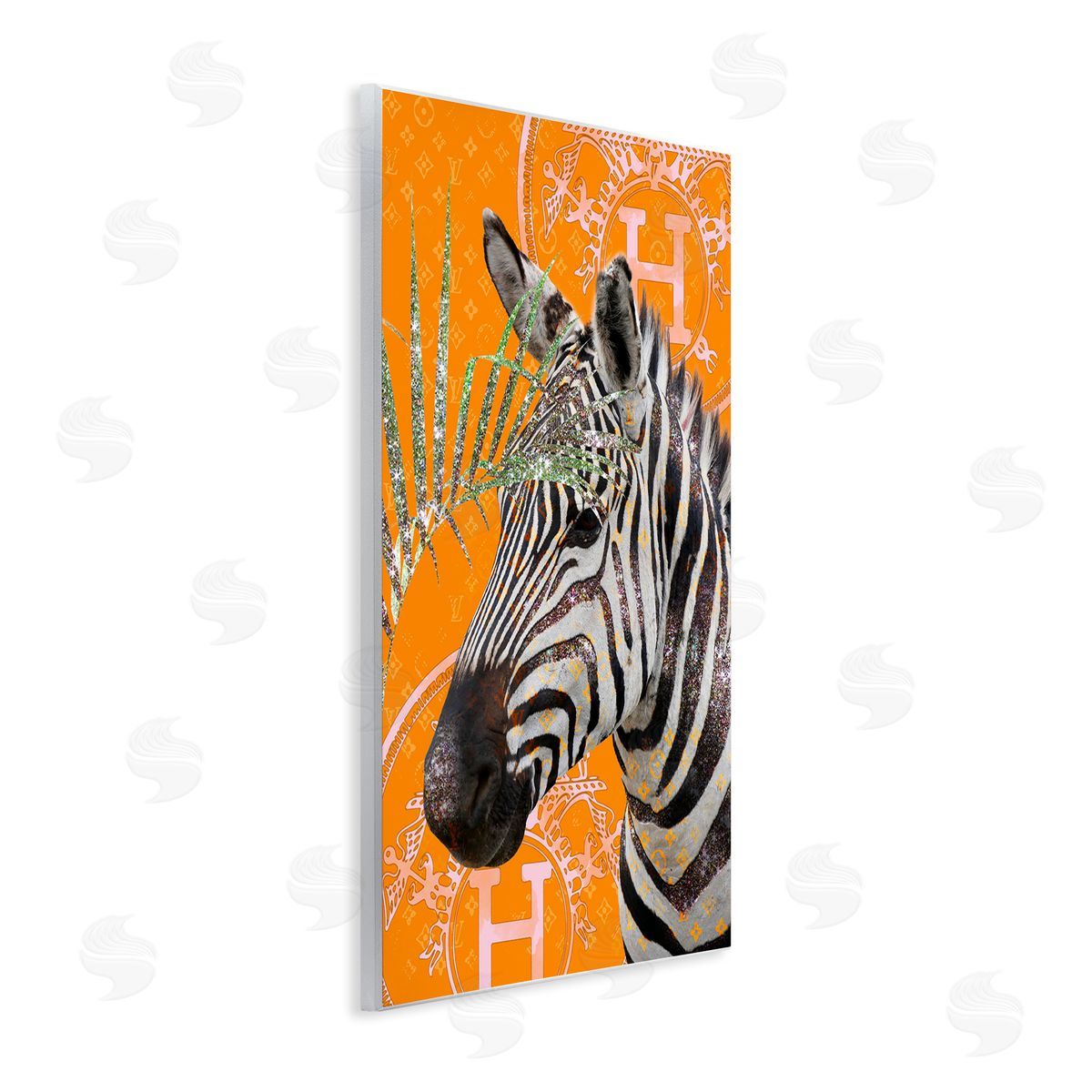 Ziwei Li Zebra Stripes Symbol Pattern Glam Detail Leaf  Wall Plaque Art Print