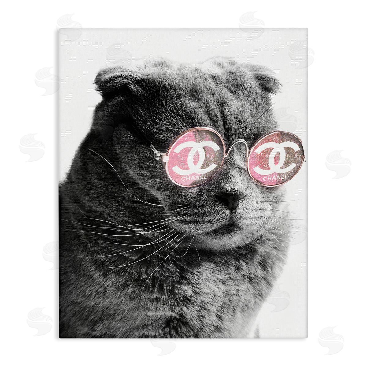 Ziwei Li Trendy Cat Wearing Glam Fashion Pink Sunglasses  Stretched Canvas Wall Art Print