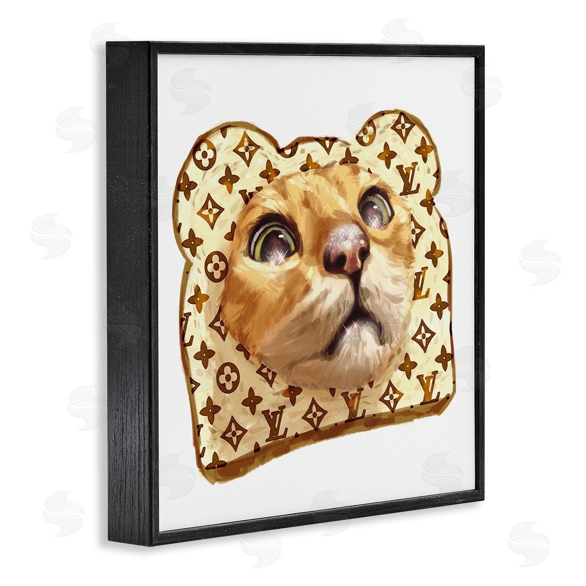 Ziwei Li Cat Face Bread Toast Glam Fashion Motif Pattern Black Framed Glicee Wall Art Print