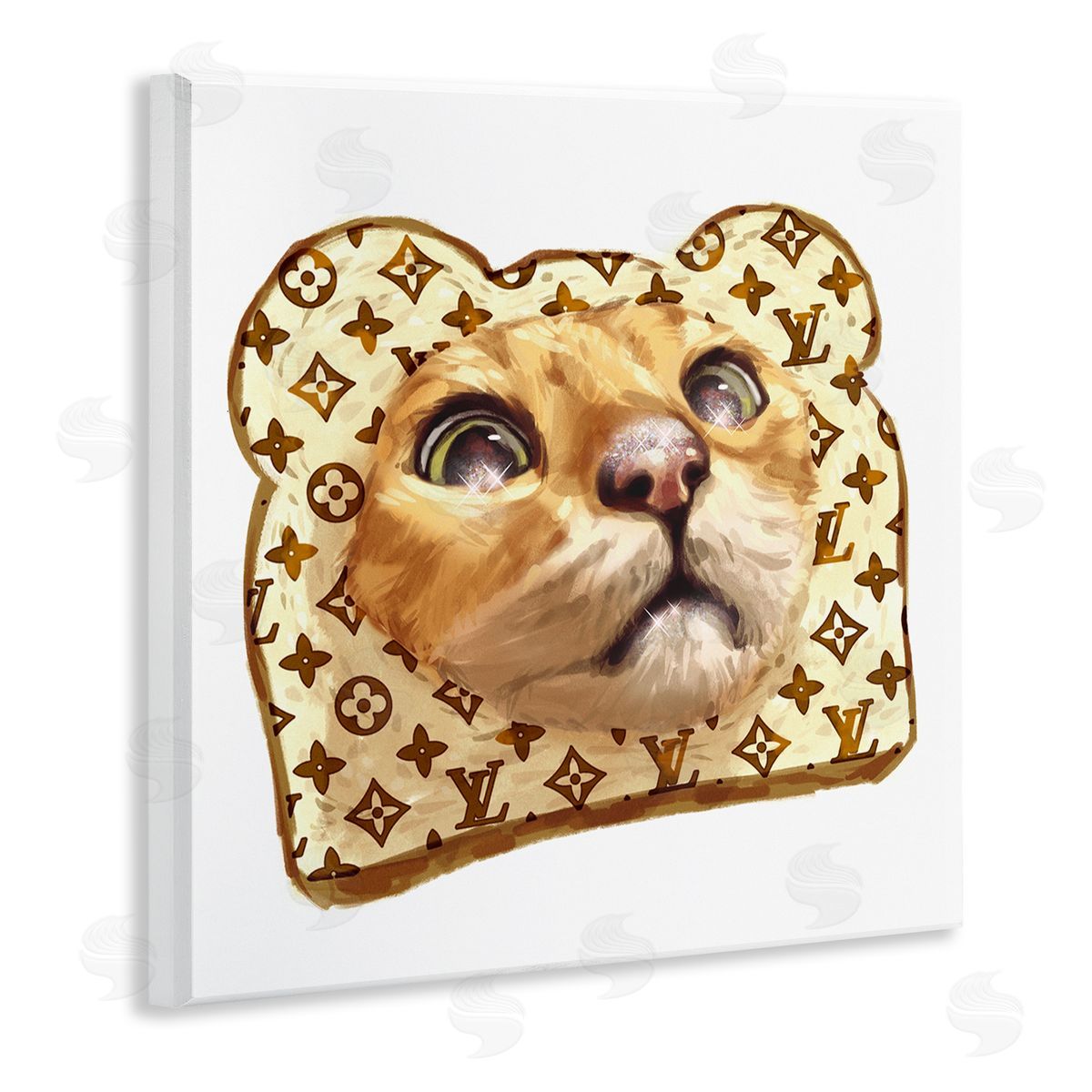 Ziwei Li Cat Face Bread Toast Glam Fashion Motif Pattern Wooden Wall Plaque Art Print