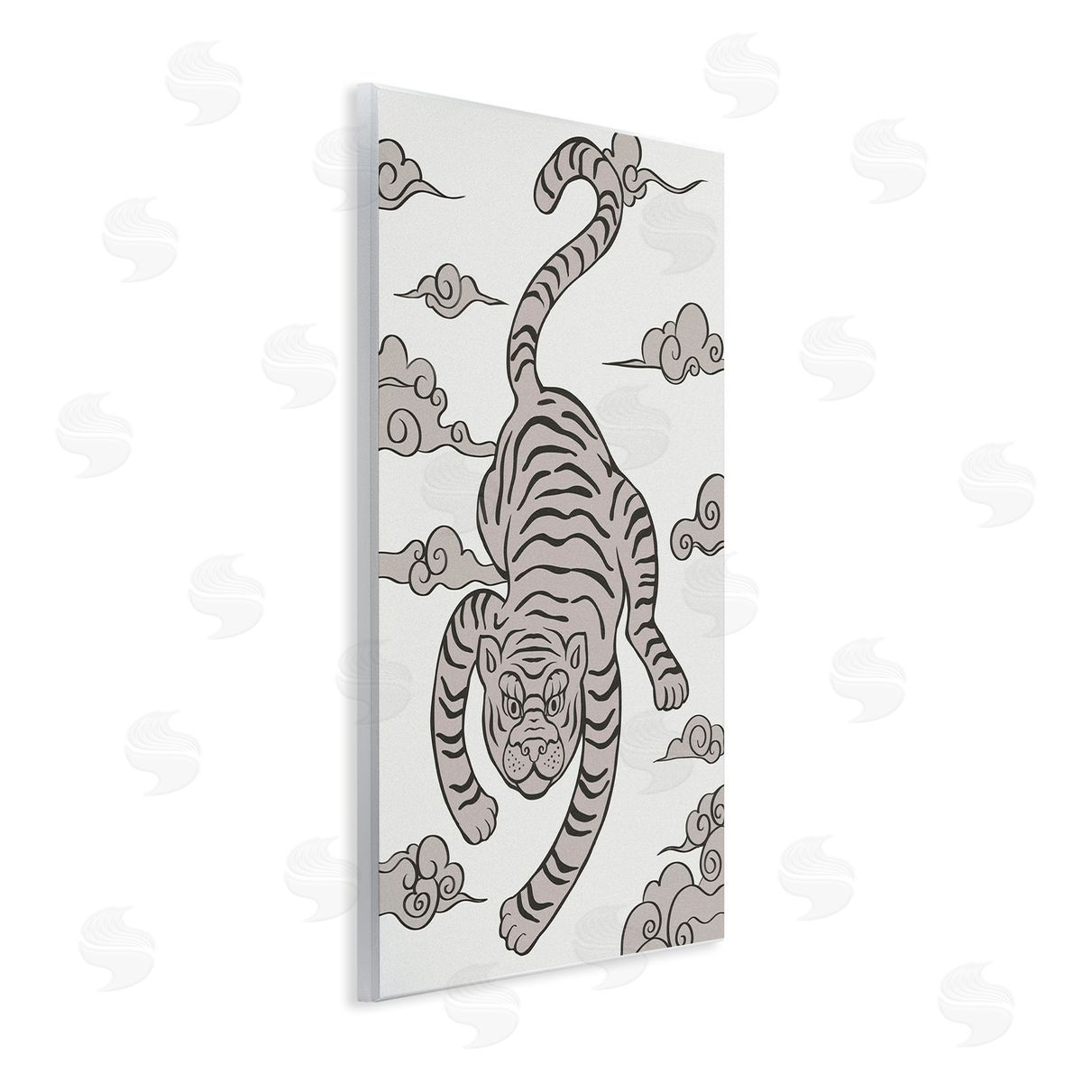 Ziwei Li Traditional Tiger Stripes Cloud Pattern Jungle Animal Wall Plaque Art Print