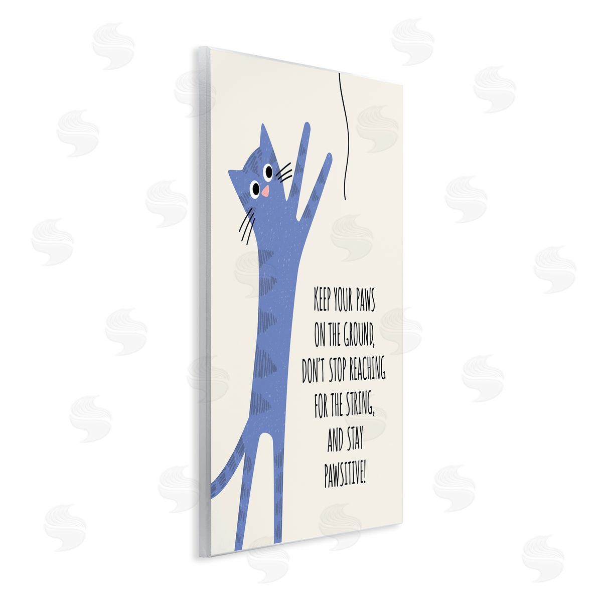 Jennifer Wambach Stay Pawsitive Cartoon Cat Playing Positivity Sentiment Wall Plaque Art Print