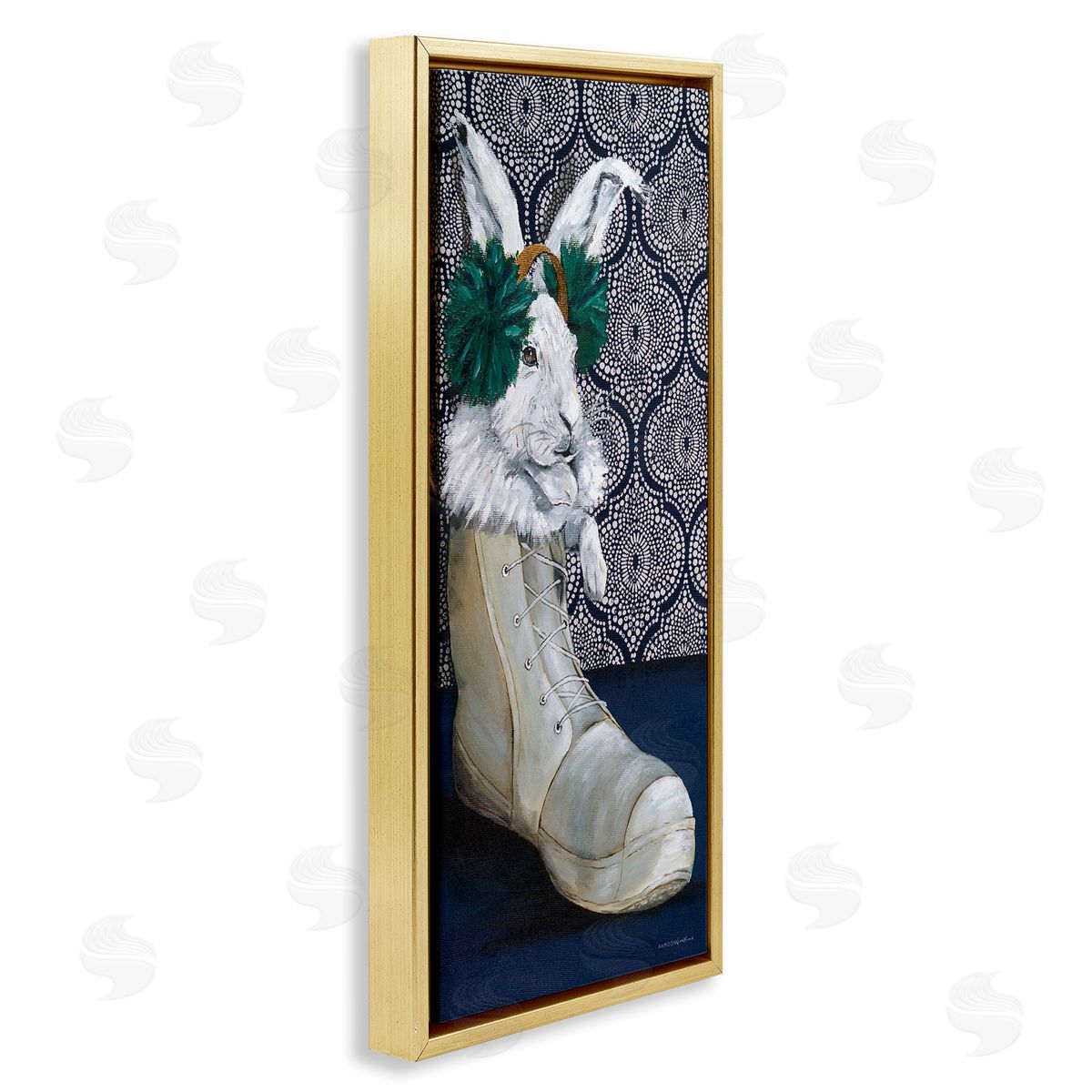 Kamdon Kreations White Rabbit Fluffy Boot Mosaic Pattern Wallpaper 