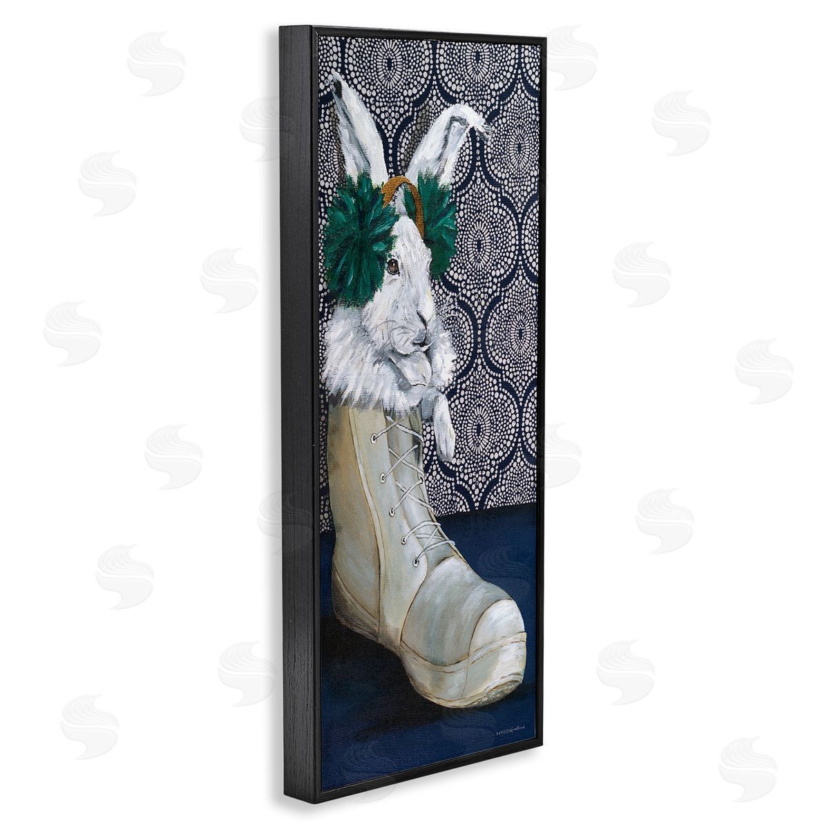 Kamdon Kreations White Rabbit Fluffy Boot Mosaic Pattern Wallpaper 