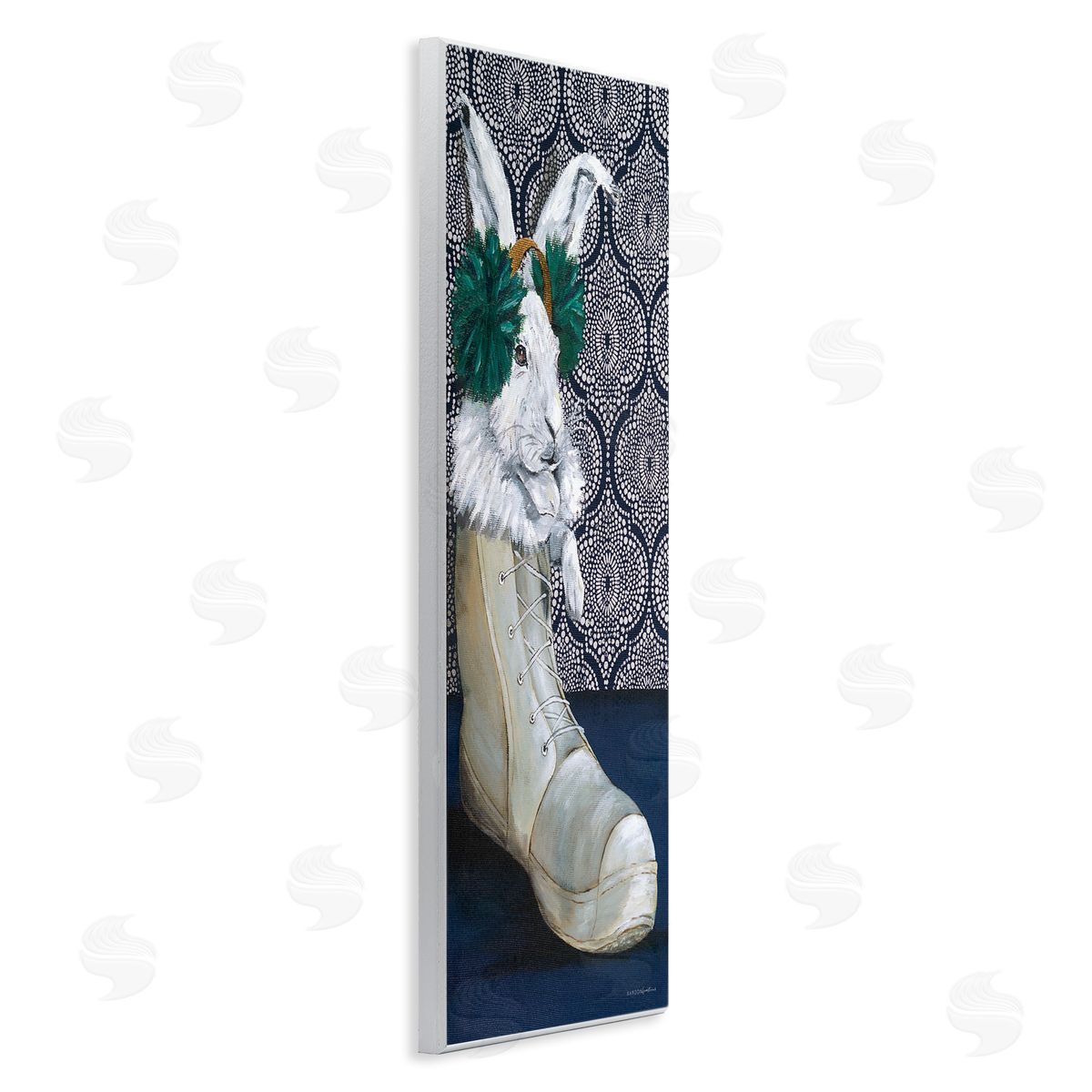 Kamdon Kreations White Rabbit Fluffy Boot Mosaic Pattern Wallpaper 