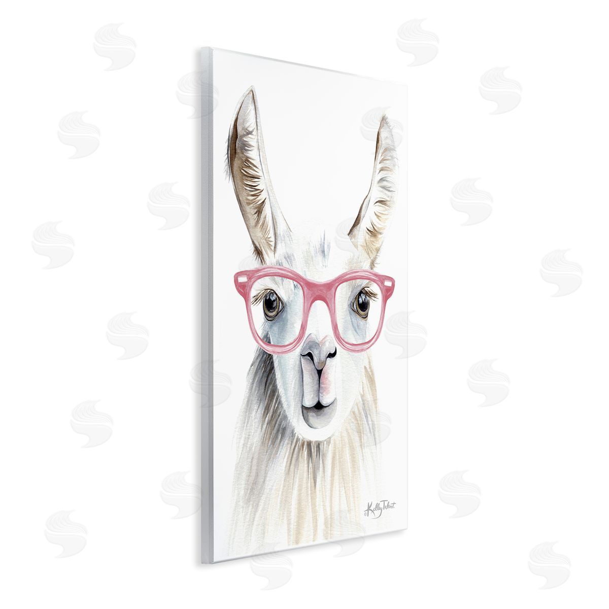 Kelley Talent Llama Wearing Pink Glasses Casual Animal Portrait  Wall Plaque Art Print