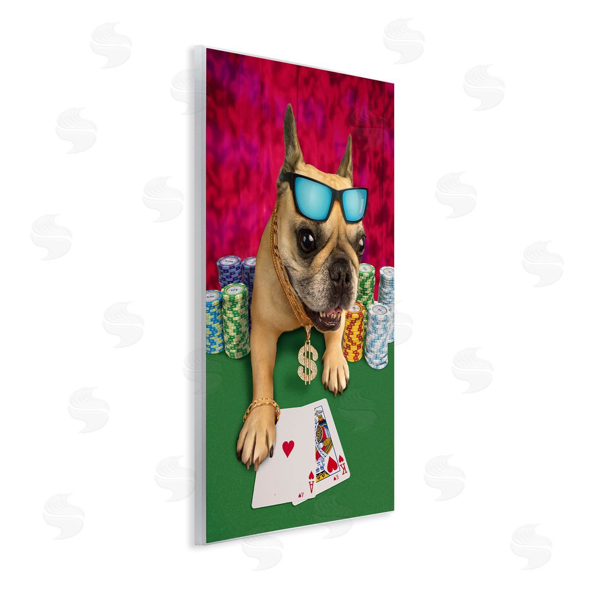Michael Quackenbush Cool French Bulldog Gambling Casino Poker Chips  Wall Plaque Art Print