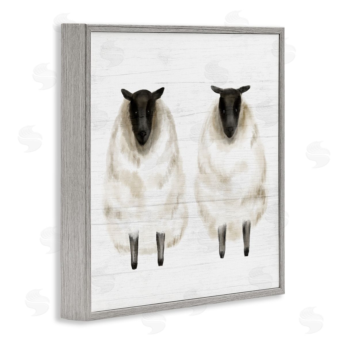 Stupell Studio Two Sheep Standing Rustic Grainy Farm Sign Gray Framed Glicee Wall Art Print