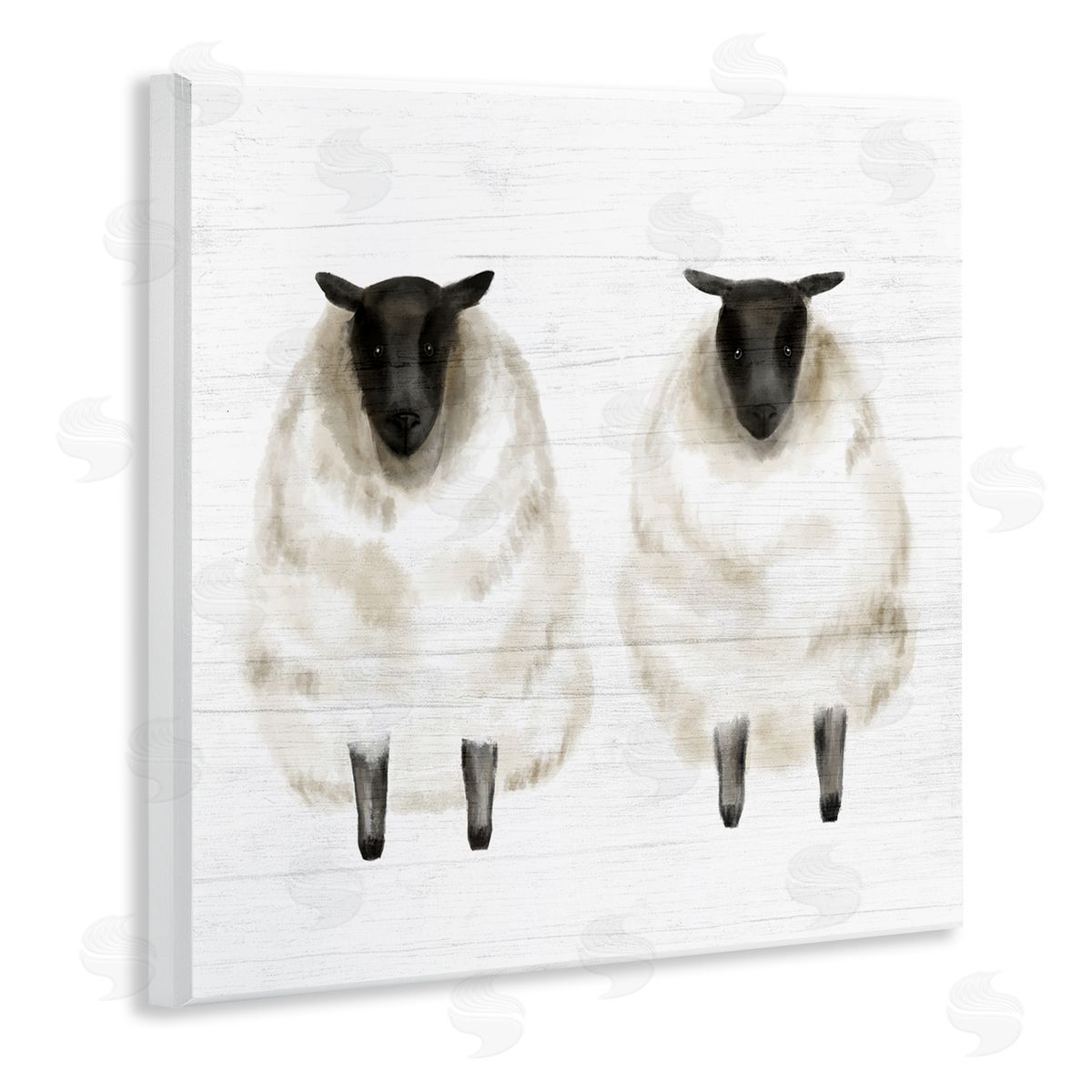 Stupell Studio Two Sheep Standing Rustic Grainy Farm Sign Wooden Wall Plaque Art Print