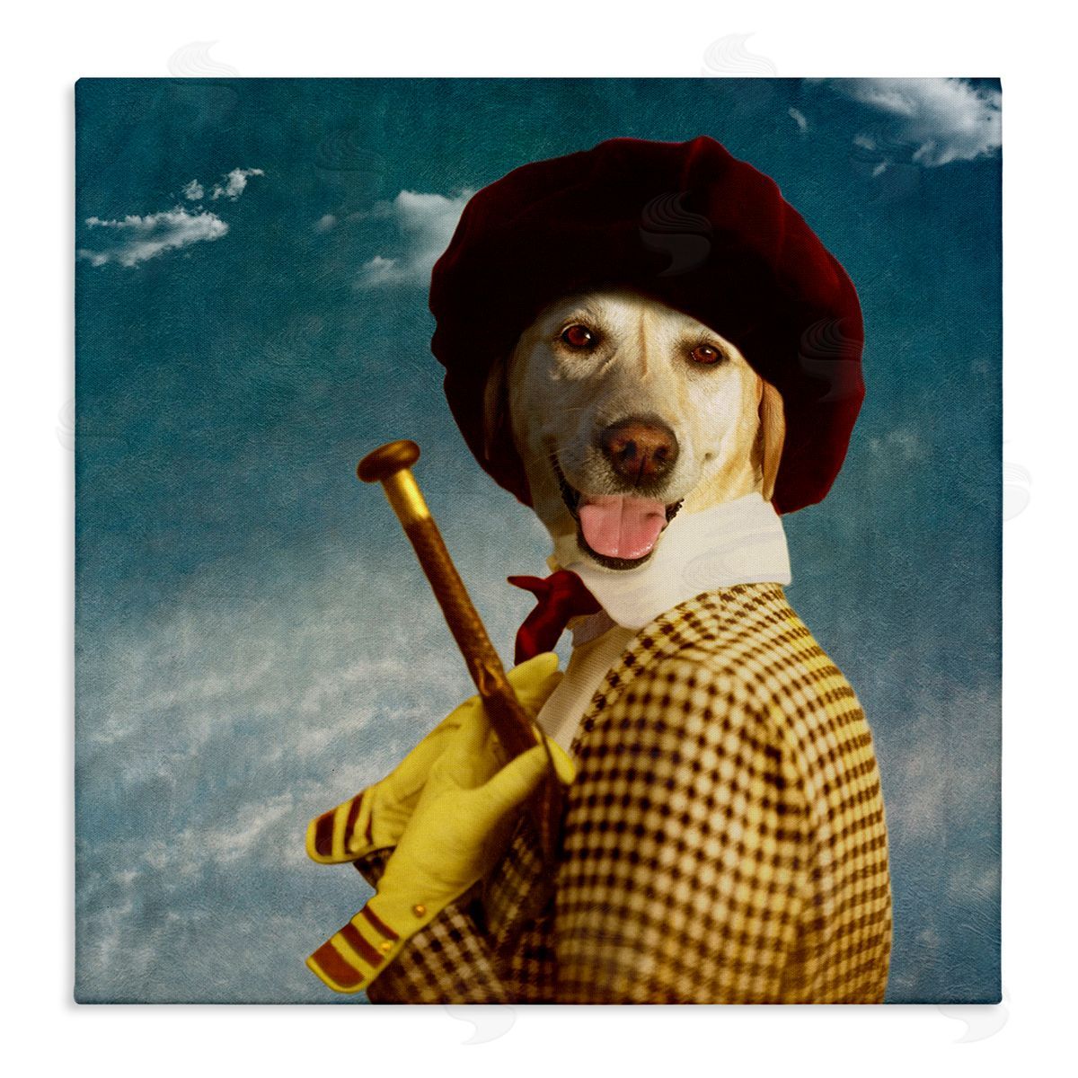 Martine Roch Lab Dog Dressed Classic Style Clothing Patterned Coat Stretched Canvas Wall Art Print