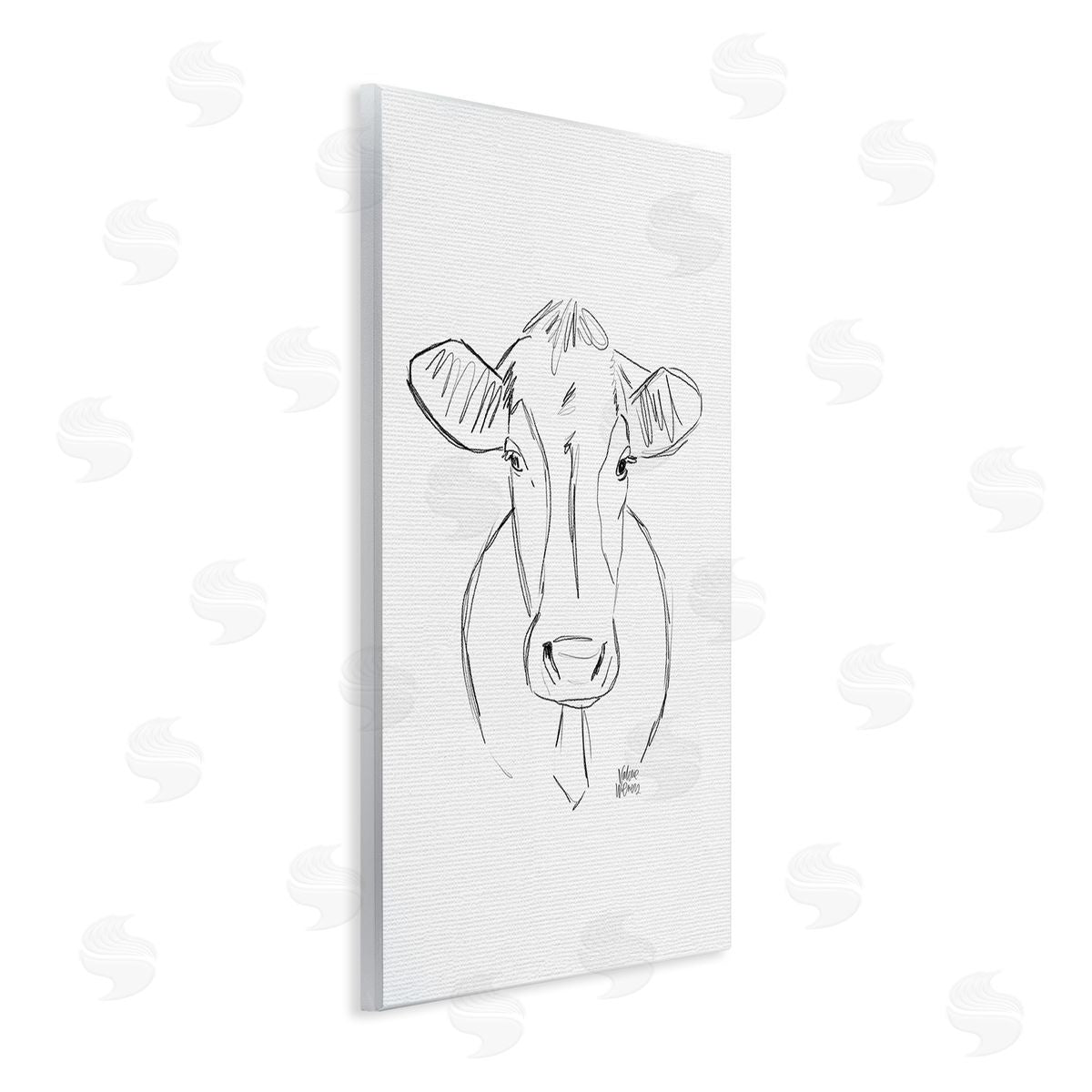 Valerie Wieners Farm Cattle Cow Pencil Sketch Drawing Portrait  Wall Plaque Art Print