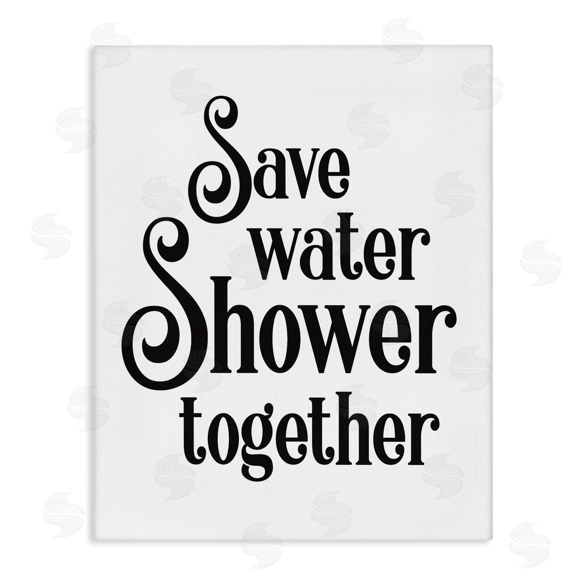 Lettered and Lined Shower Together Humorous Bathroom Typography Casual Sign Stretched Canvas Wall Art Print