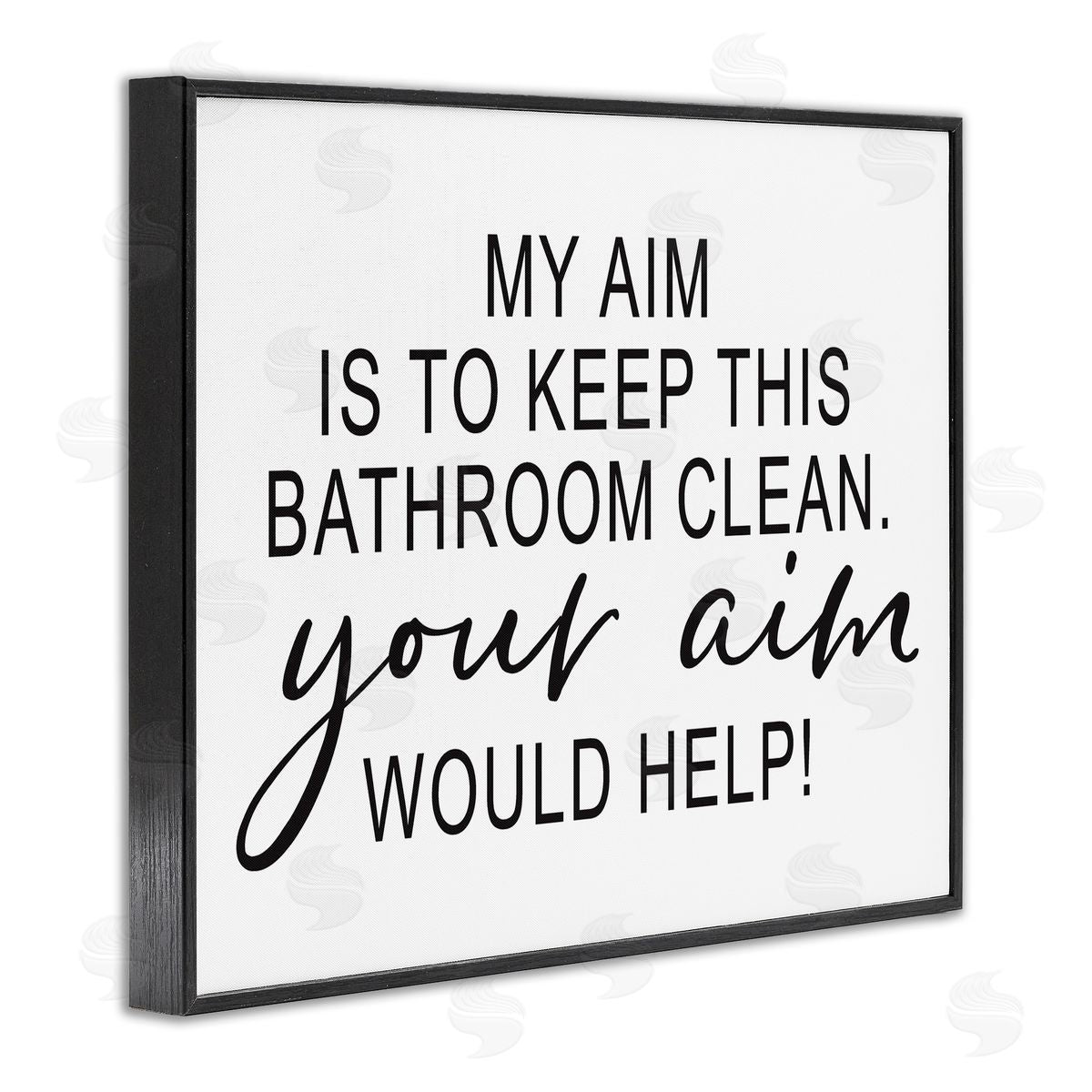 Lettered and Lined Bathroom Aim Humorous Typography Washroom Signage  Black Framed Giclee Wall Art Print