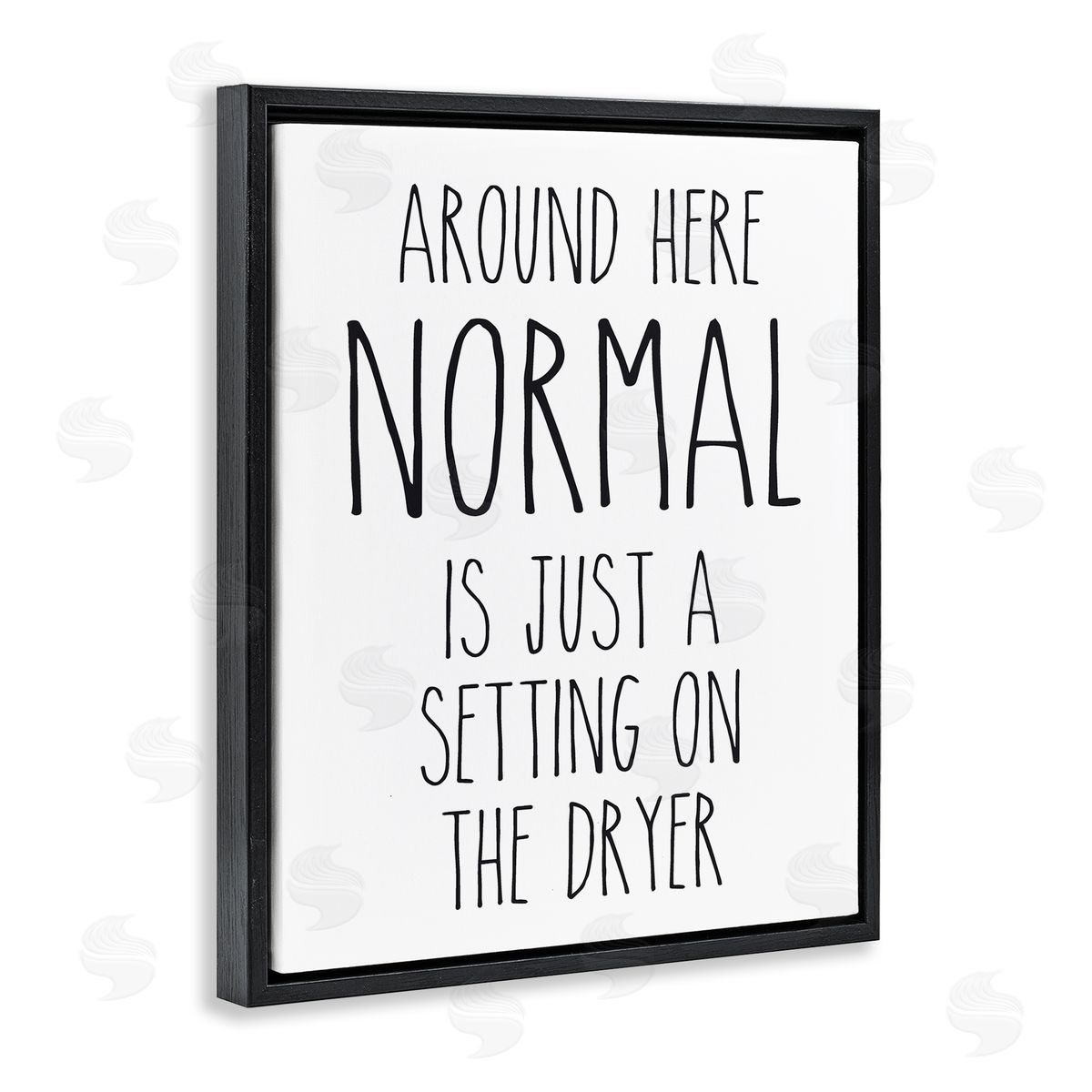 Lettered and Lined Normal Dryer Setting Funny Laundry Dryer Lettering Black Floating Frame Canvas Wall Art Print