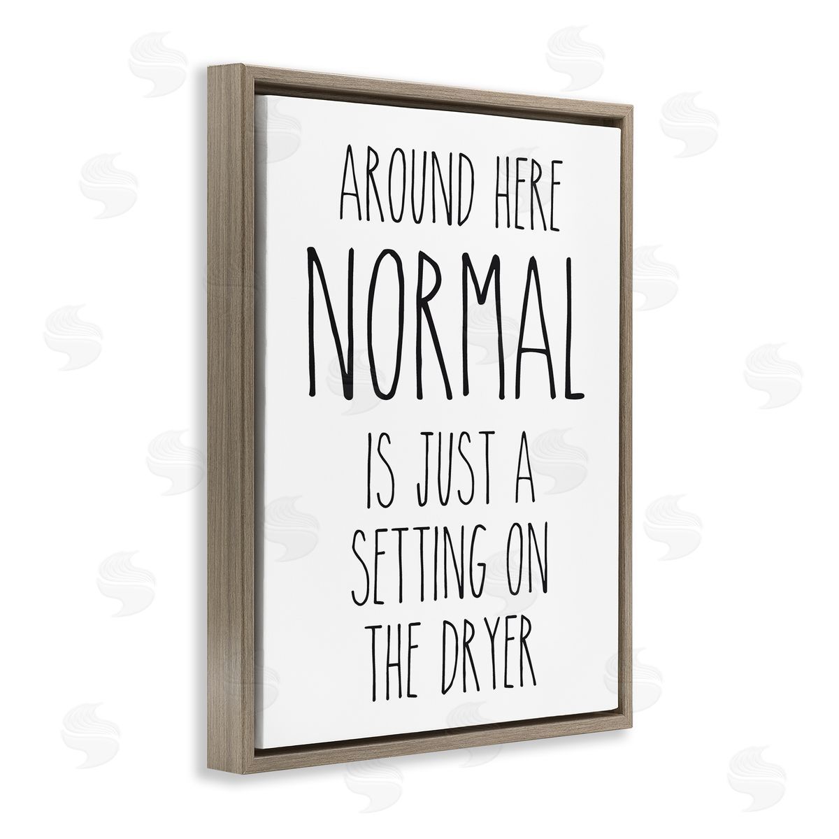 Lettered and Lined Normal Dryer Setting Funny Laundry Dryer Lettering Brown Floating Frame Canvas Wall Art Print