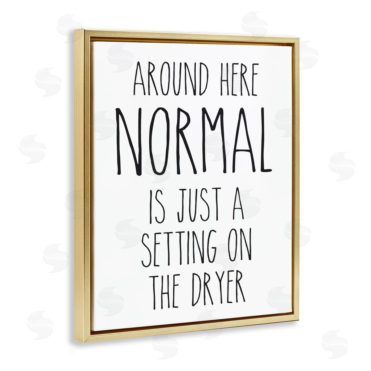 Lettered and Lined Normal Dryer Setting Funny Laundry Dryer Lettering Gold Floating Frame Canvas Wall Art Print