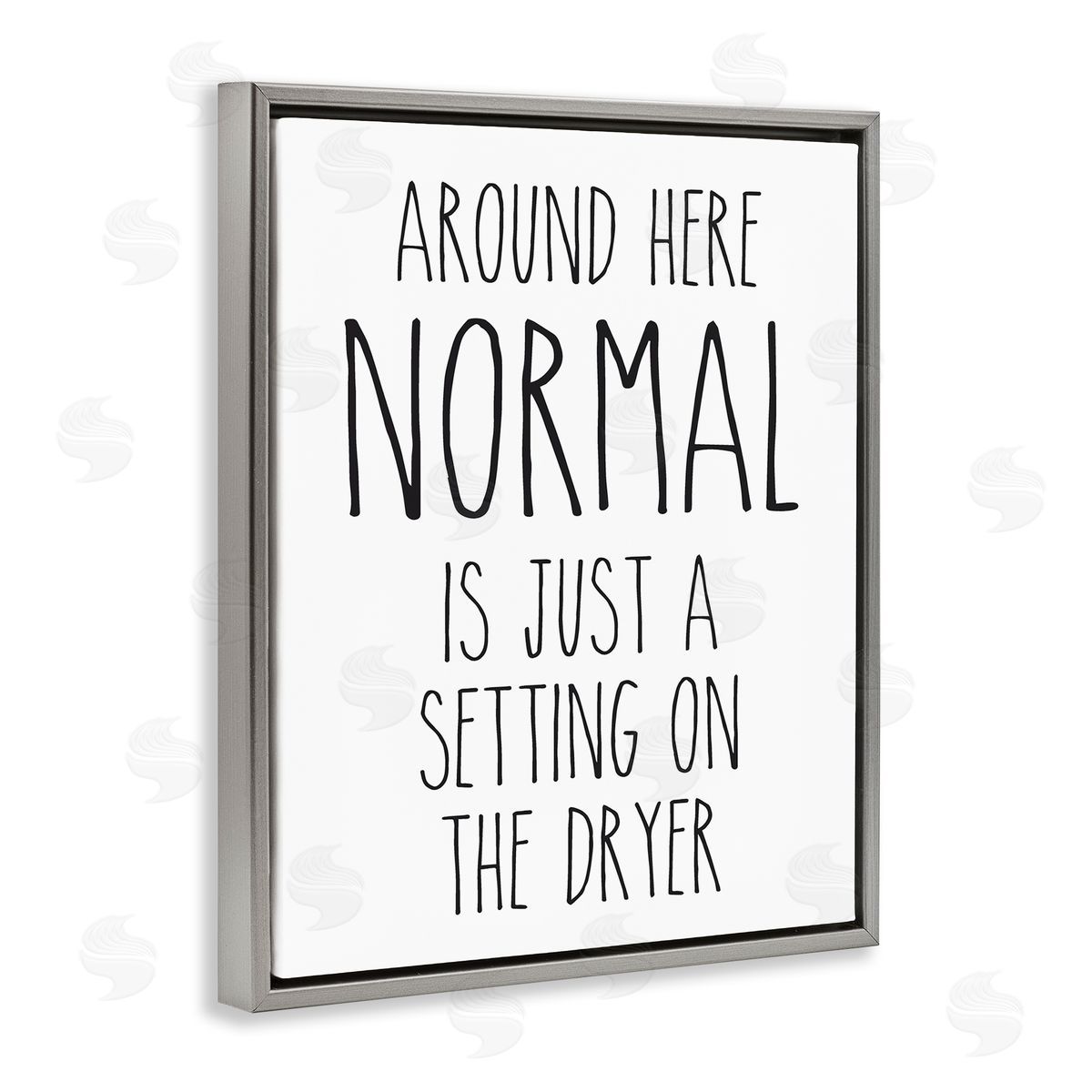 Lettered and Lined Normal Dryer Setting Funny Laundry Dryer Lettering Gray Floating Frame Canvas Wall Art Print