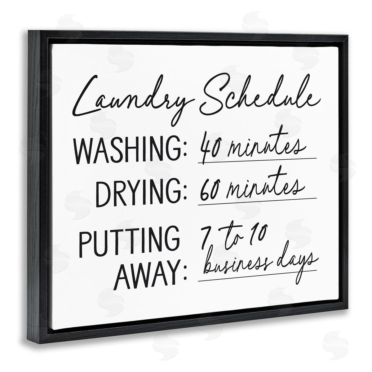 Lettered and Lined Laundry Schedule Witty Text Casual Home Sign  Black Floating Frame Canvas Wall Art Print