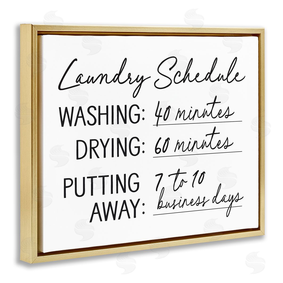 Lettered and Lined Laundry Schedule Witty Text Casual Home Sign  Gold Floating Frame Canvas Wall Art Print