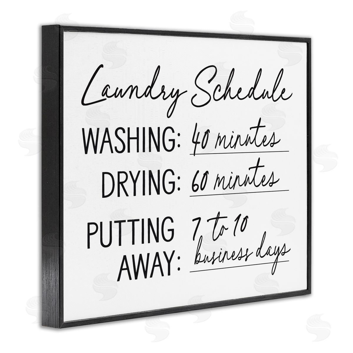 Lettered and Lined Laundry Schedule Witty Text Casual Home Sign  Black Framed Giclee Wall Art Print