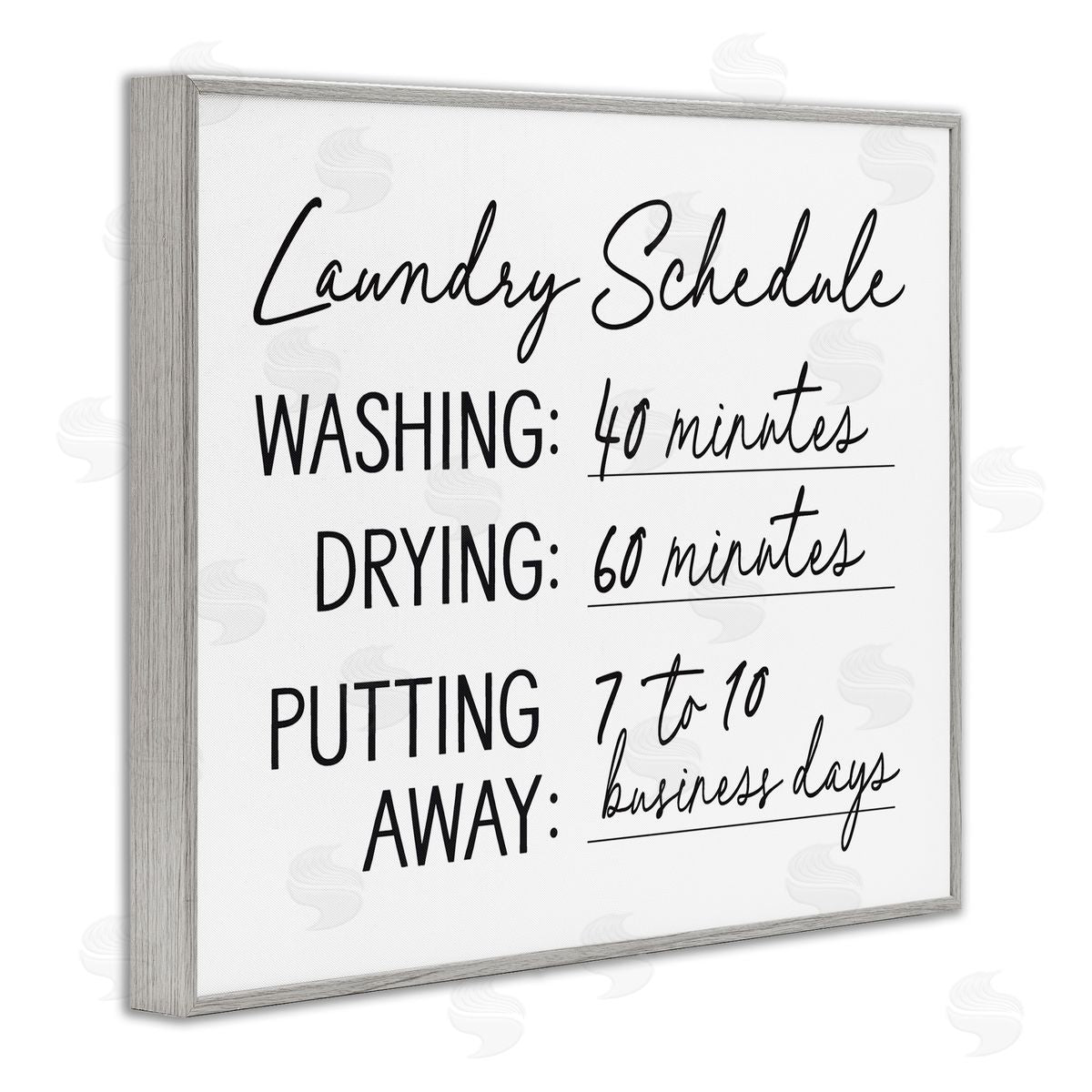 Lettered and Lined Laundry Schedule Witty Text Casual Home Sign  Gray Framed Giclee Wall Art Print
