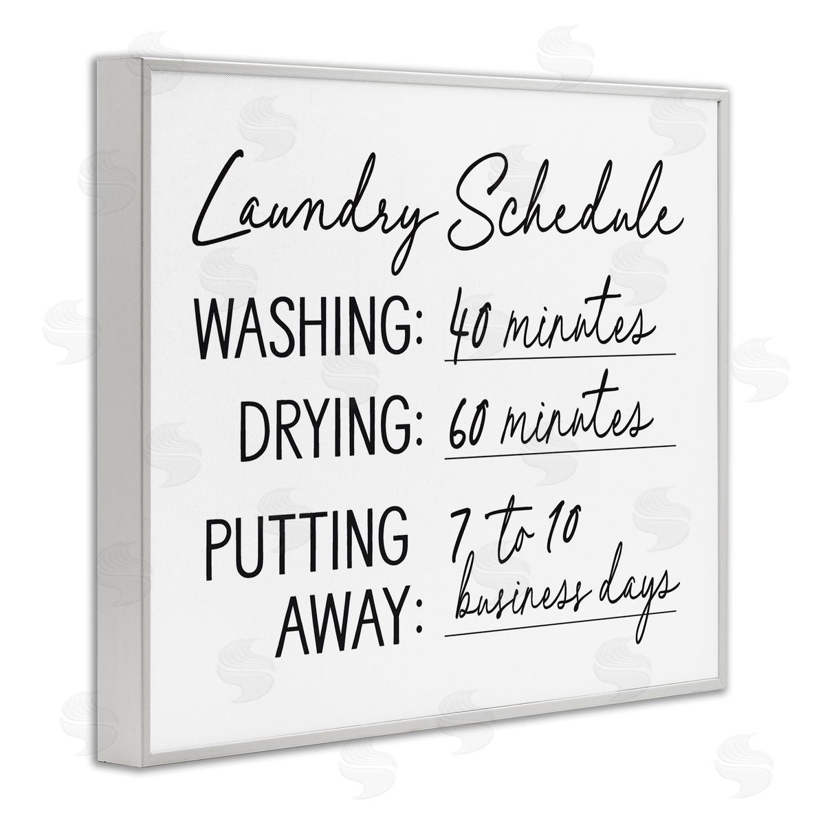 Lettered and Lined Laundry Schedule Witty Text Casual Home Sign  White Framed Giclee Wall Art Print
