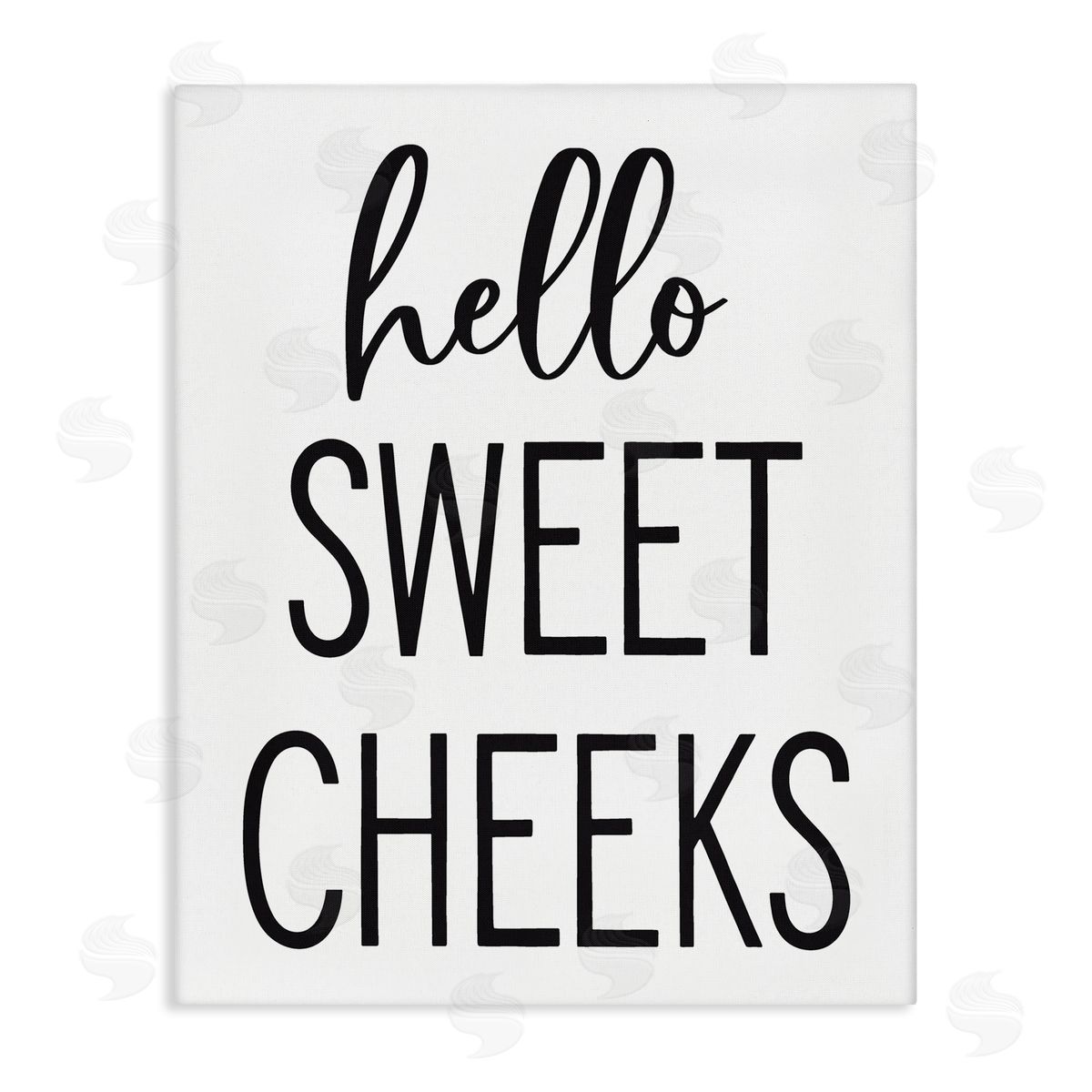 Lettered and Lined Hello Sweet Cheeks Silly Bathroom Washroom Humor  Stretched Canvas Wall Art Print