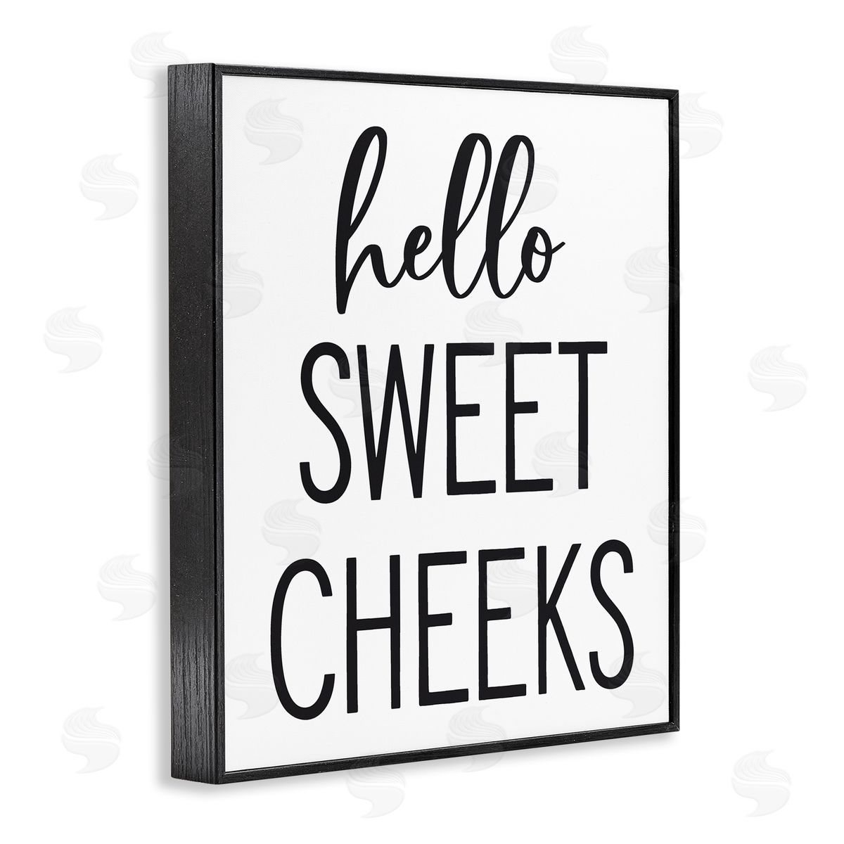Lettered and Lined Hello Sweet Cheeks Silly Bathroom Washroom Humor  Black Framed Giclee Wall Art Print