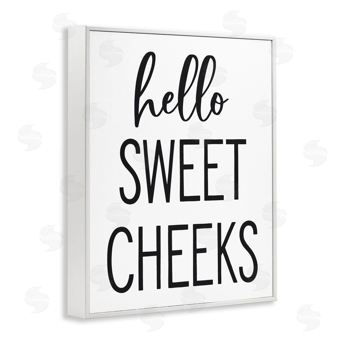 Lettered and Lined Hello Sweet Cheeks Silly Bathroom Washroom Humor  White Framed Giclee Wall Art Print