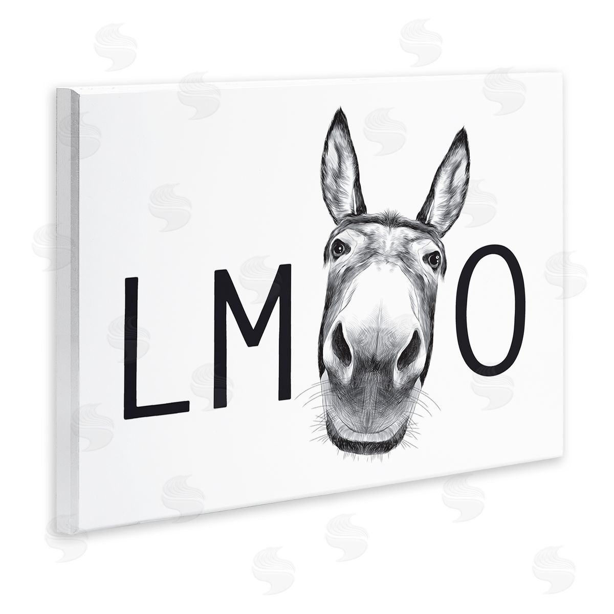 Lettered and Lined LMAO Donkey Amusing Monochrome Casual Animal Humor Wall Plaque Art Print