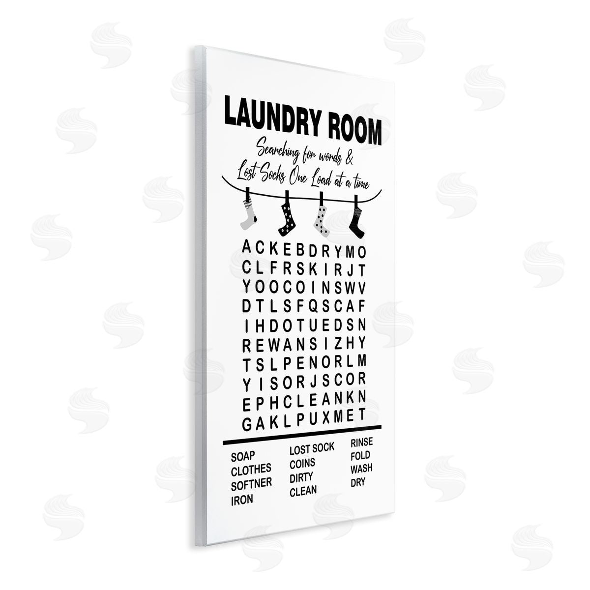 Lettered and Lined Laundry Room Word Search Lost Socks Hanging Wall Plaque Art Print