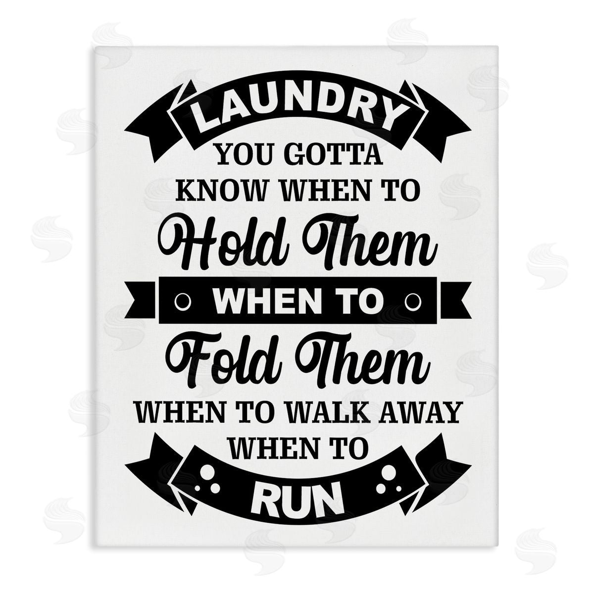 Lettered and Lined Laundry Room Vintage Text Phrase Banners  Stretched Canvas Wall Art Print