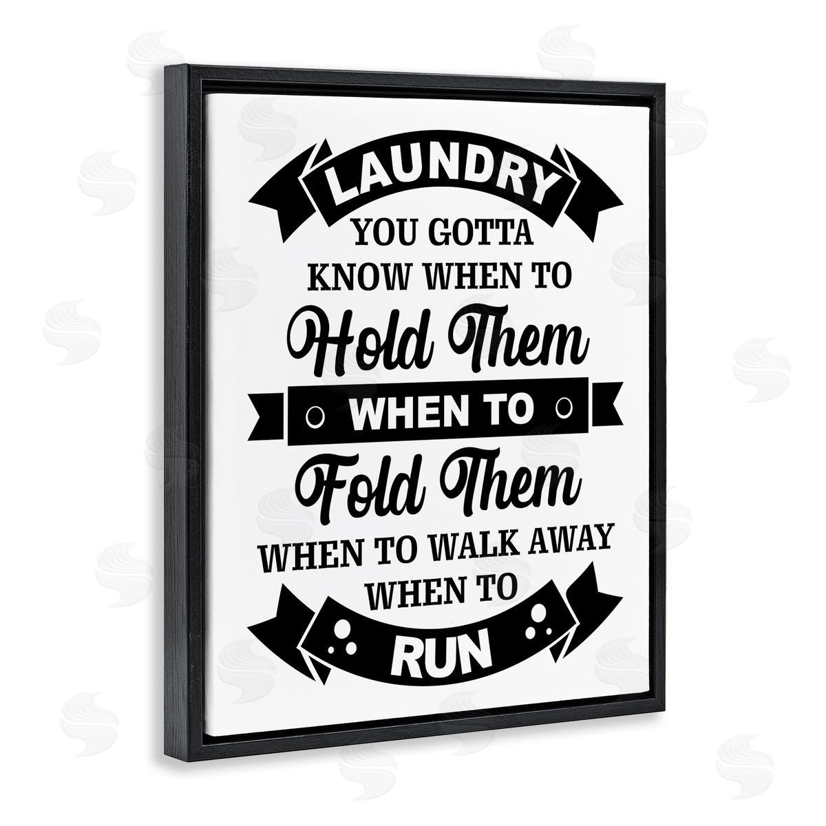 Lettered and Lined Laundry Room Vintage Text Phrase Banners  Black Floating Frame Canvas Wall Art Print