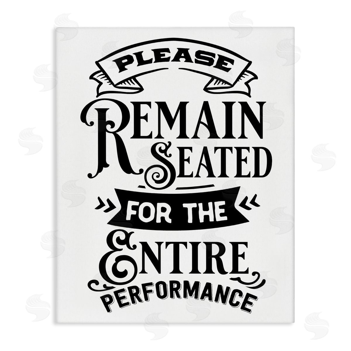 Lettered and Lined Please Remain Seated Humorous Vintage Bathroom Saying Stretched Canvas Wall Art Print