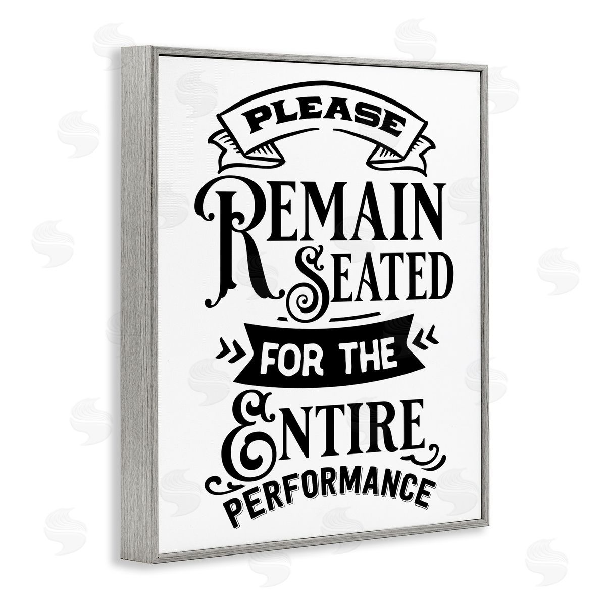 Lettered and Lined Please Remain Seated Humorous Vintage Bathroom Saying Gray Framed Giclee Wall Art Print