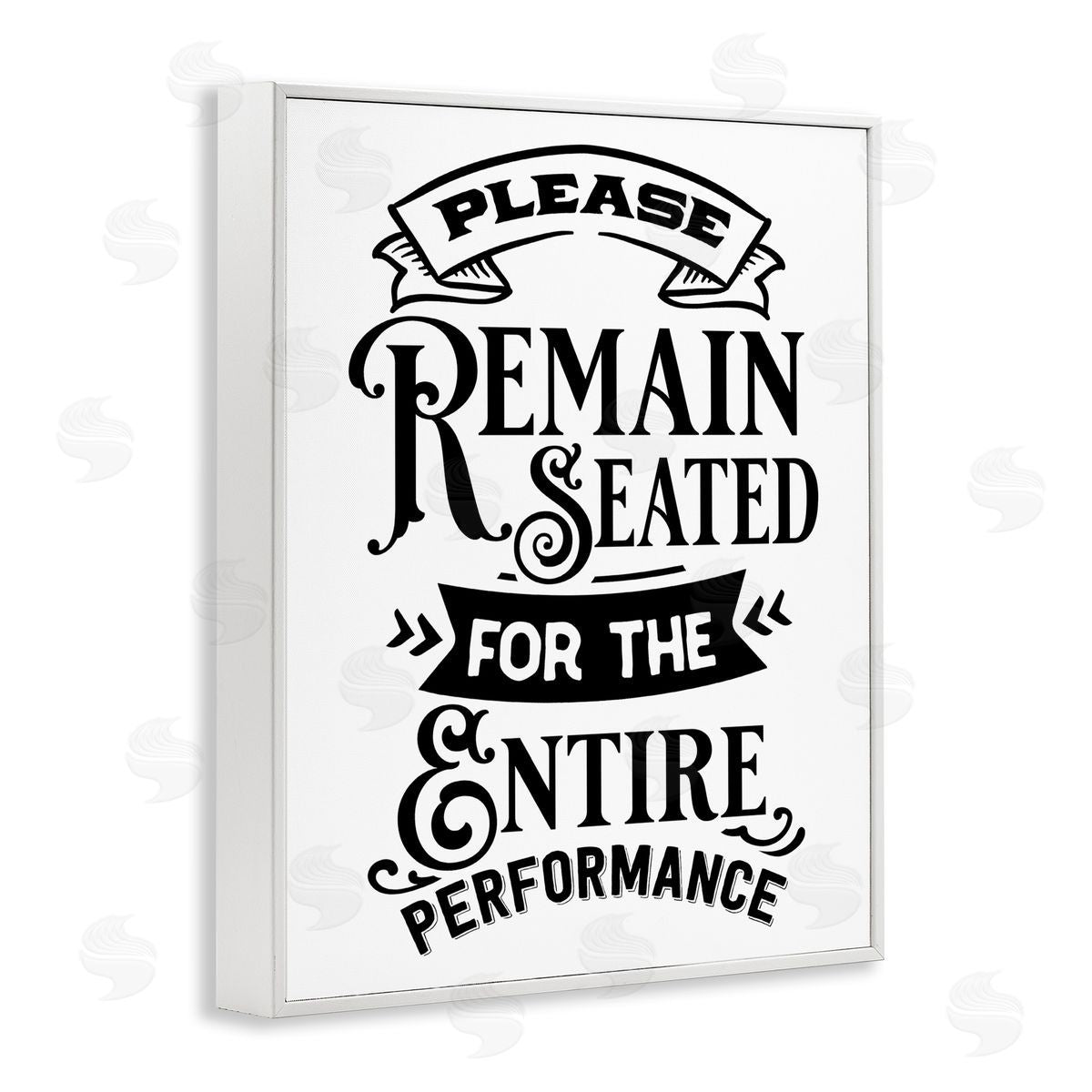 Lettered and Lined Please Remain Seated Humorous Vintage Bathroom Saying White Framed Giclee Wall Art Print