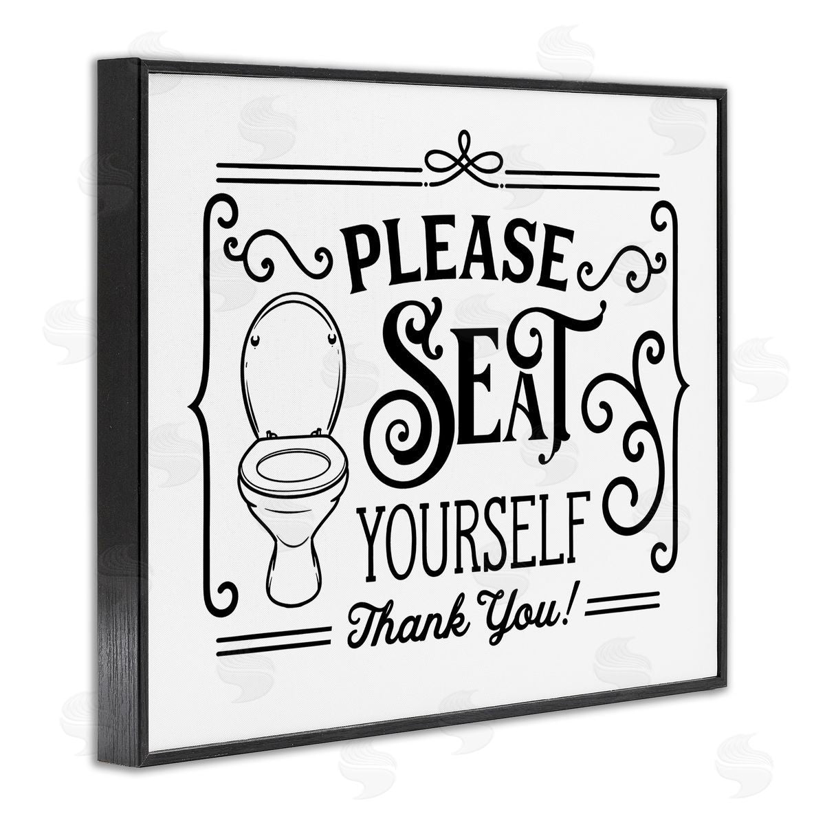 Lettered and Lined Seat Yourself Vintage Bathroom Toilet Black Framed Giclee Wall Art Print