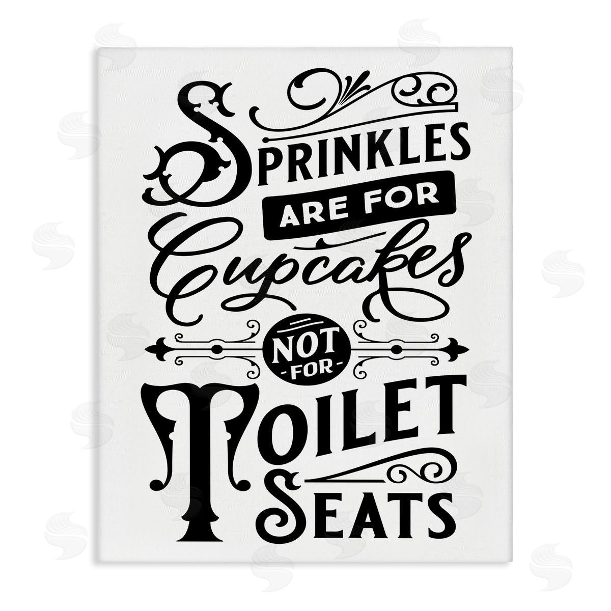 Lettered and Lined Humorous Bathroom Toilet Seat Phrase Vintage Typography Stretched Canvas Wall Art Print