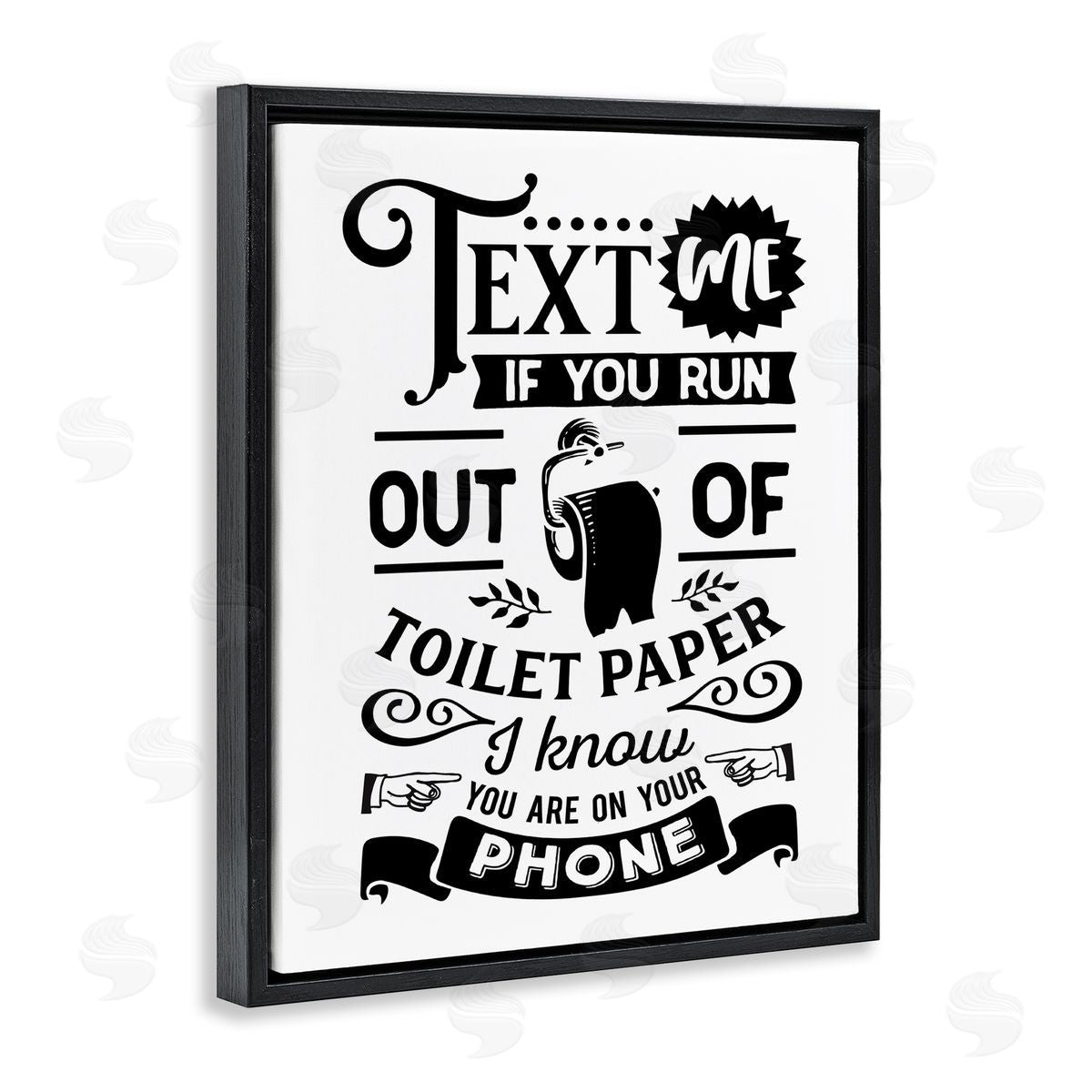 Lettered and Lined Text For Toilet Paper Vintage Text Bathroom Sign Black Floating Frame Canvas Wall Art Print