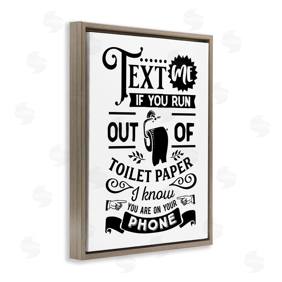 Lettered and Lined Text For Toilet Paper Vintage Text Bathroom Sign Brown Floating Frame Canvas Wall Art Print